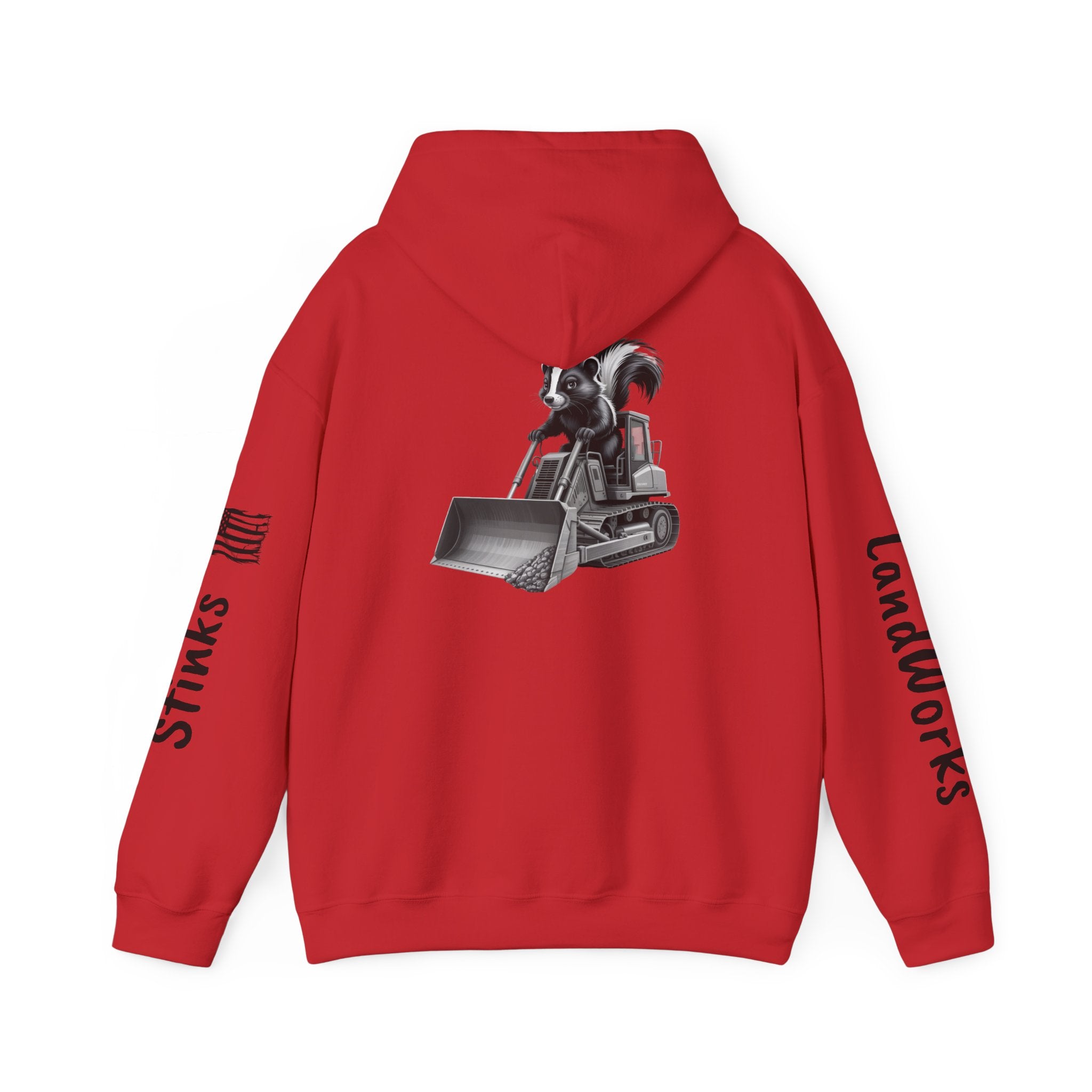 Construction Skunk Bulldozer Hoodie – 'Stinks Landworks' Graphic Workwear Hoodie