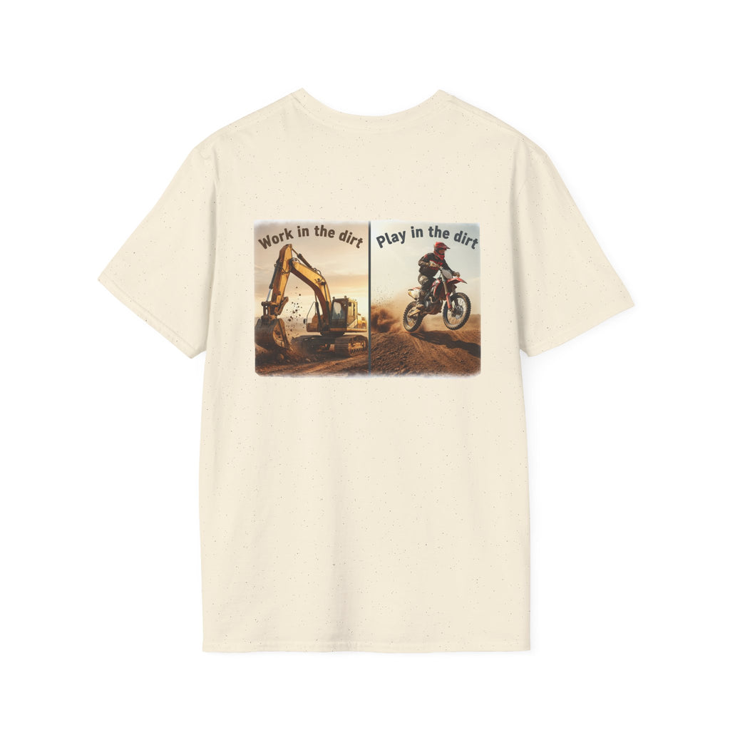 Dirt Bike T-Shirt — "Work in the Dirt / Play in the Dirt" Retro Moto Tee