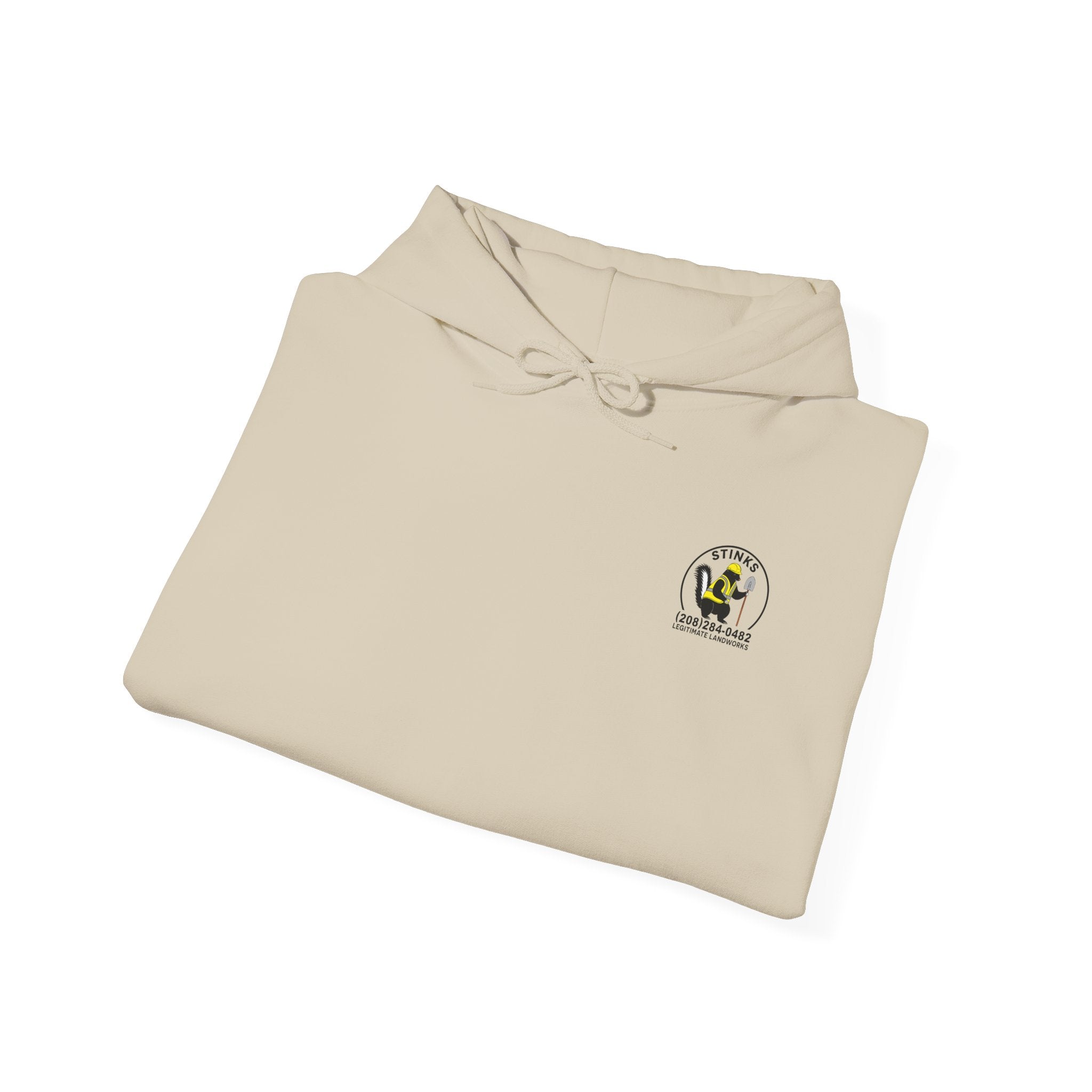Construction Skunk Bulldozer Hoodie – 'Stinks Landworks' Graphic Workwear Hoodie