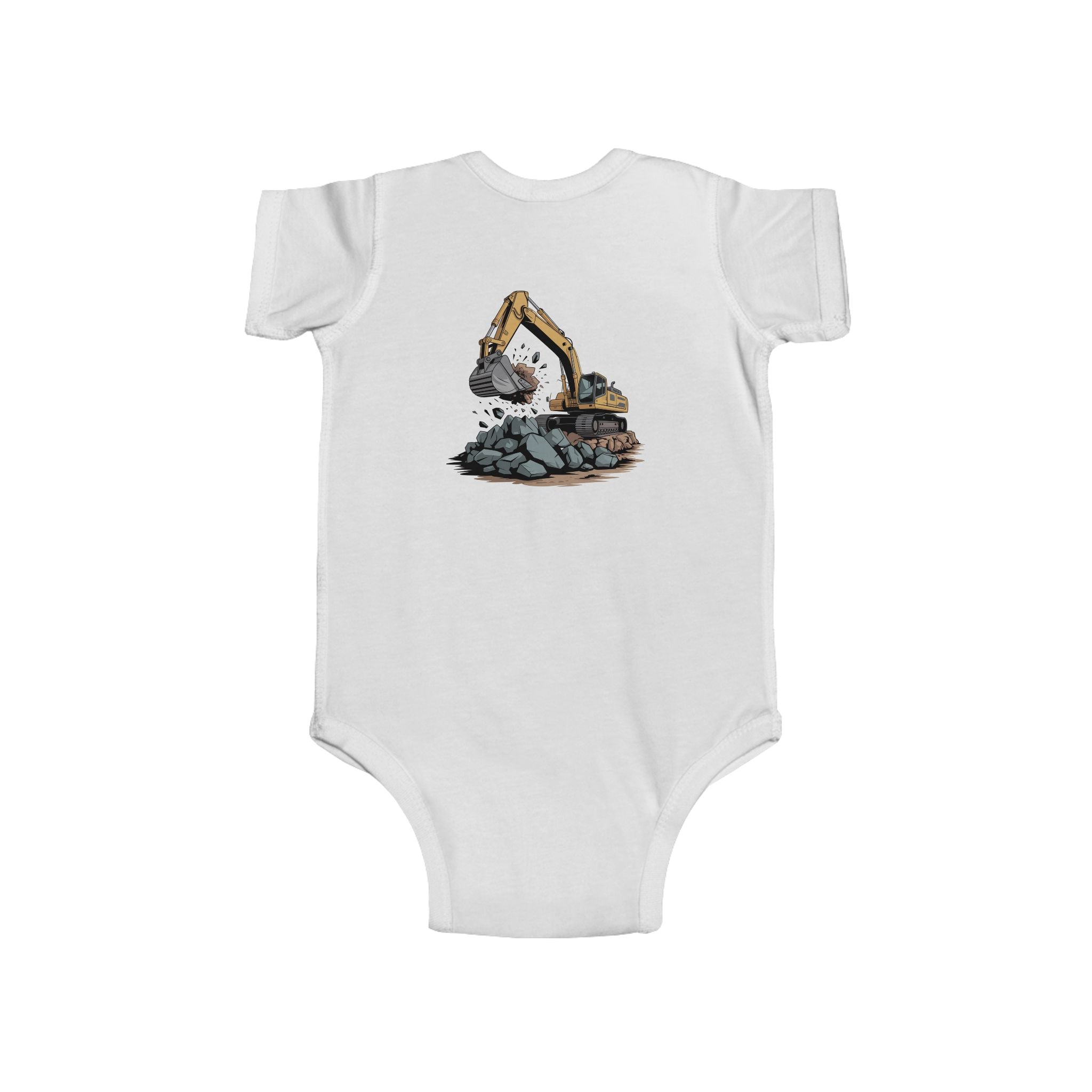 Infant Bodysuit — Vintage American Flag & Excavator Graphic Baby Onesie