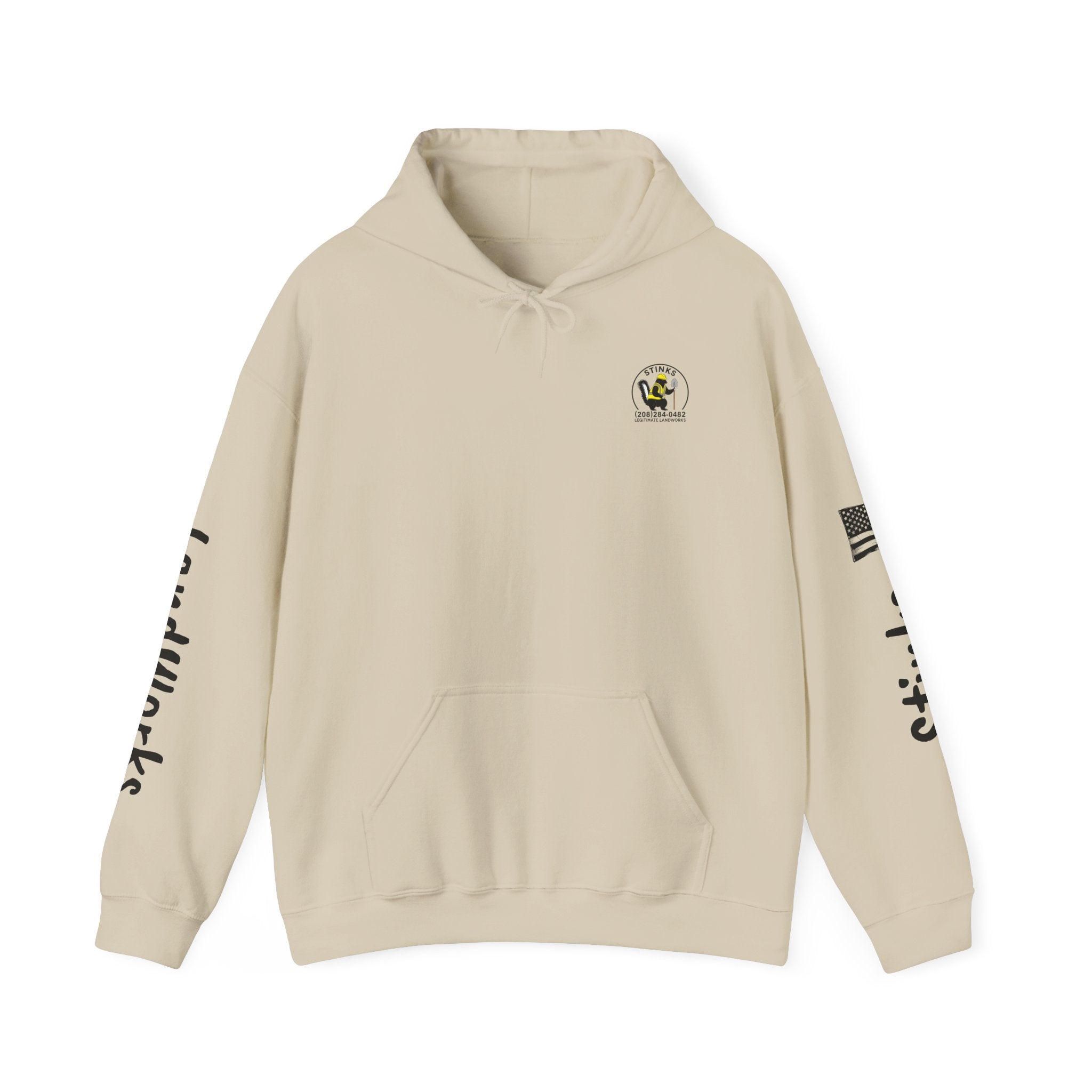 Construction Skunk Bulldozer Hoodie – 'Stinks Landworks' Graphic Workwear Hoodie