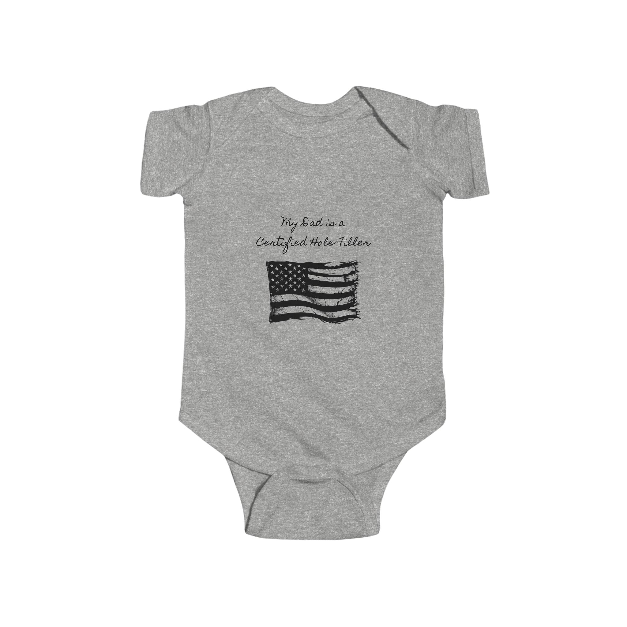 Infant Bodysuit — Vintage American Flag & Excavator Graphic Baby Onesie