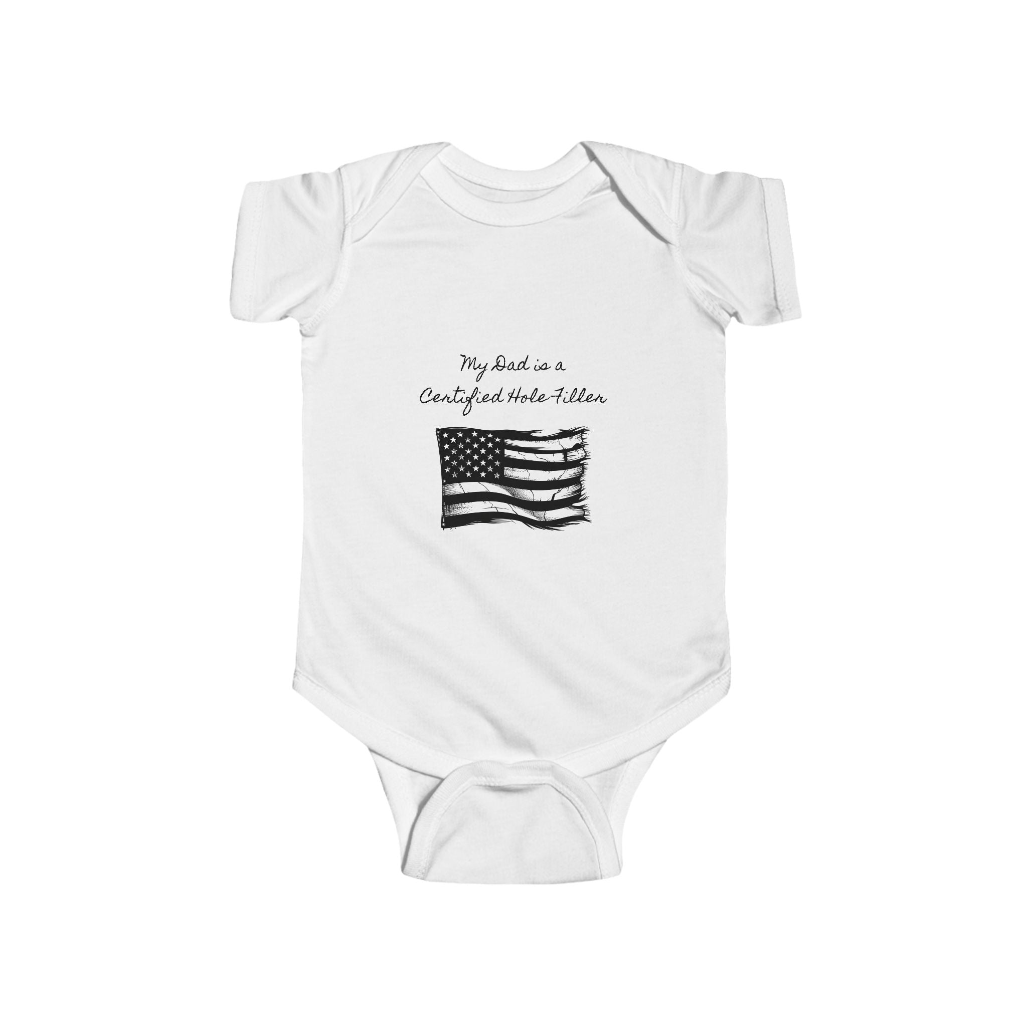 Infant Bodysuit — Vintage American Flag & Excavator Graphic Baby Onesie