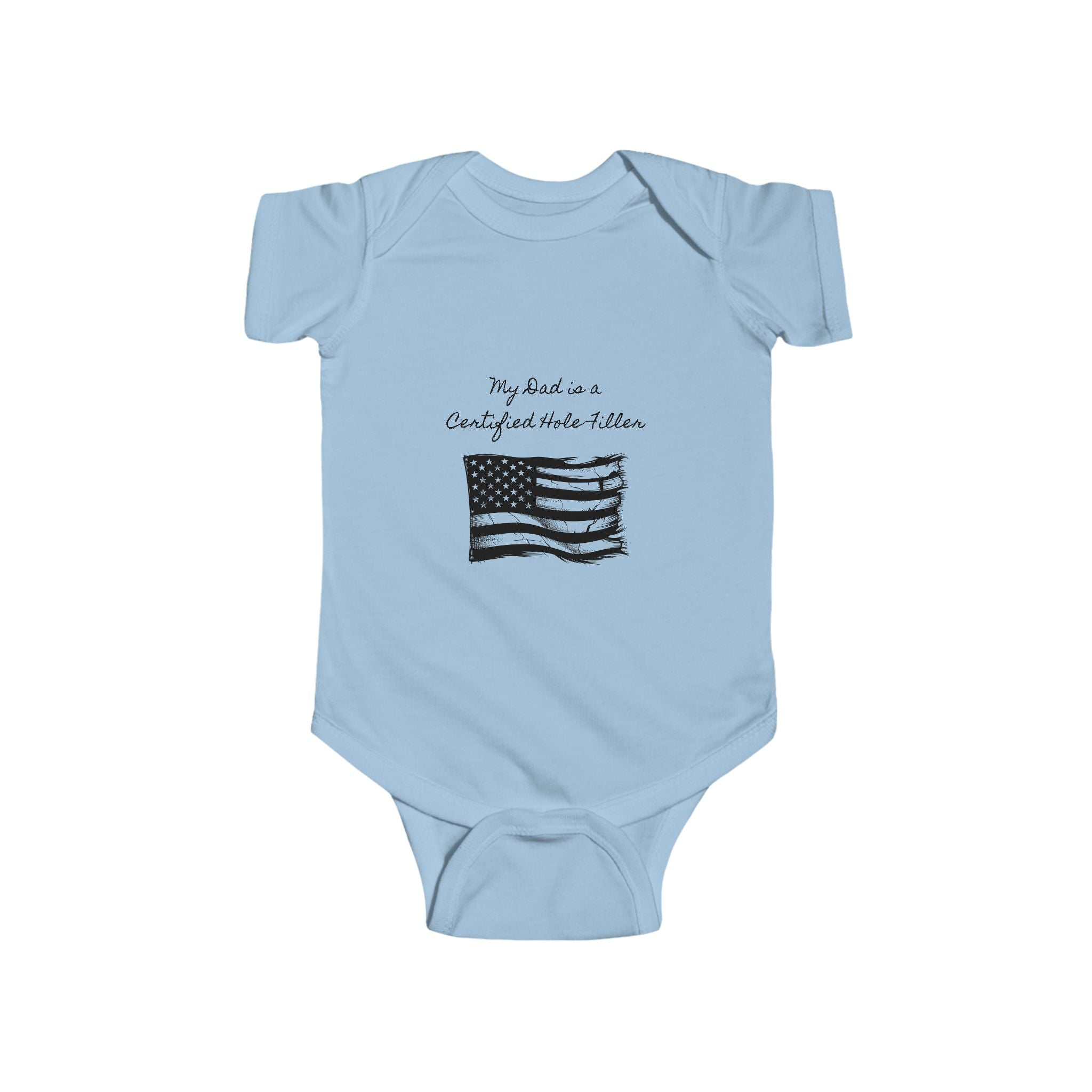 Infant Bodysuit — Vintage American Flag & Excavator Graphic Baby Onesie