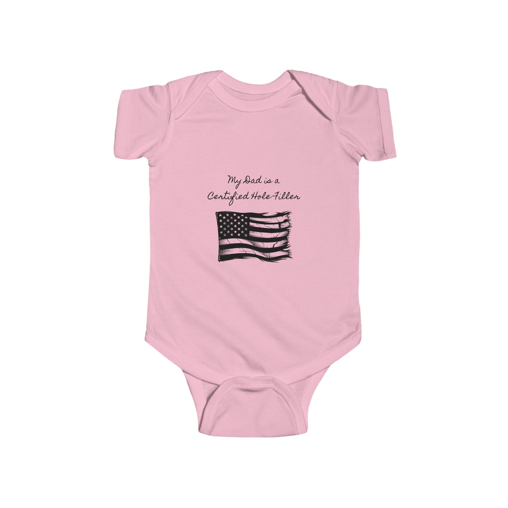 Infant Bodysuit — Vintage American Flag & Excavator Graphic Baby Onesie