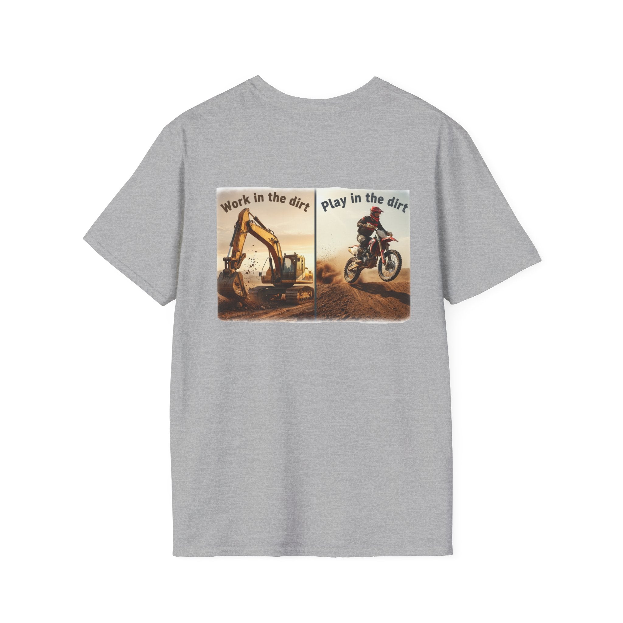Dirt Bike T-Shirt — "Work in the Dirt / Play in the Dirt" Retro Moto Tee